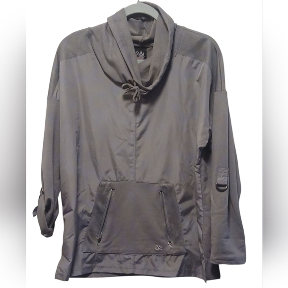 Gloria Vanderbilt - NWT, Gray Sports Warm-up Pullover Jacket W/ Roll tab... - Picture 3 of 9